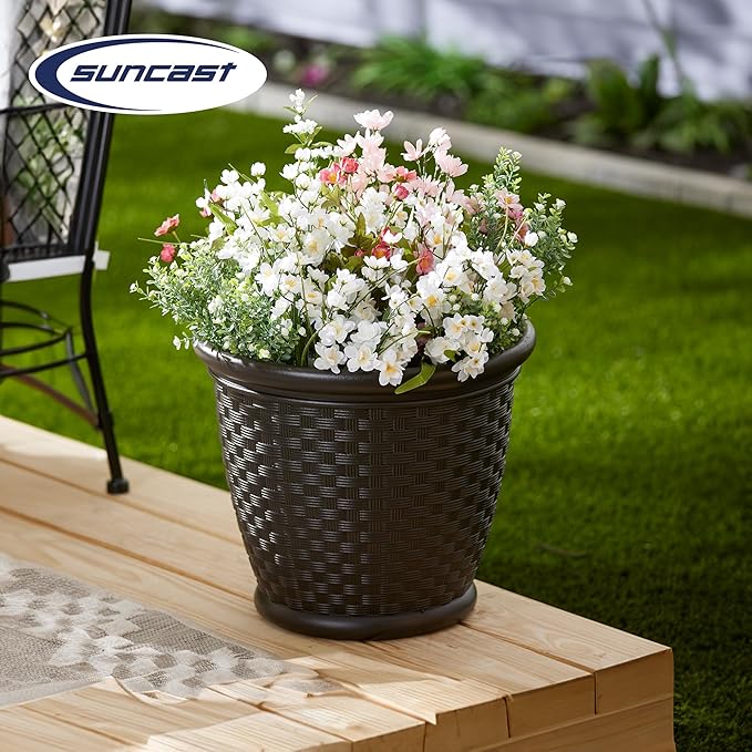 Suncast 4 Pack Sonora 18 Inch Lightweight Durable Plastic Wicker Decorative - Image 4