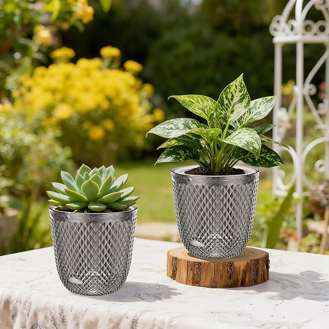 QCQHDU 2 Pack Self Watering Pots, 5.7 Inch Flower Pots - Image 4