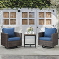 Belord Outdoor Bistro Set 3 Piece Wicker Swivel Rocker Patio Chairs, Oversize by Belord