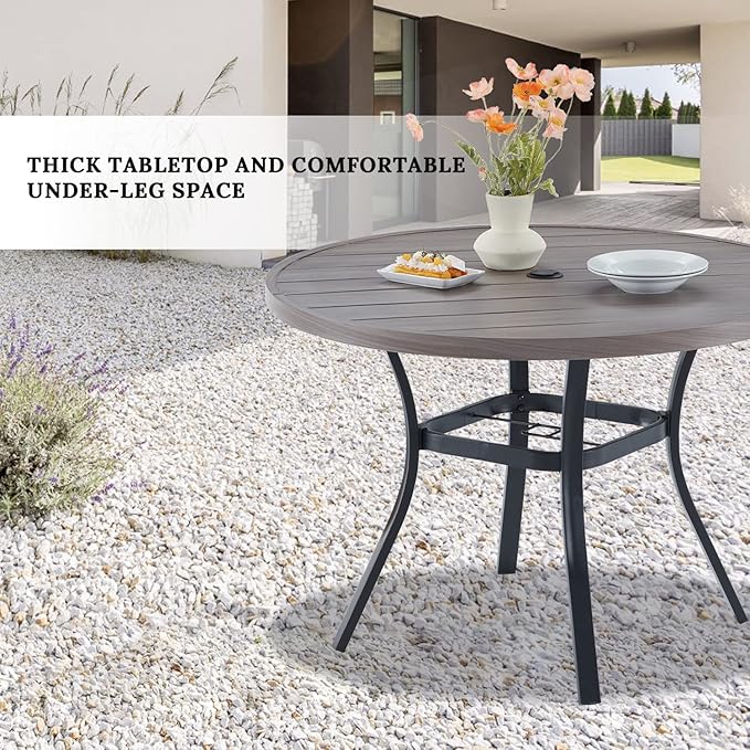 VICLLAX Round Patio Table with Adjustable Umbrella Hole, All Weather Outdoor - Image 6