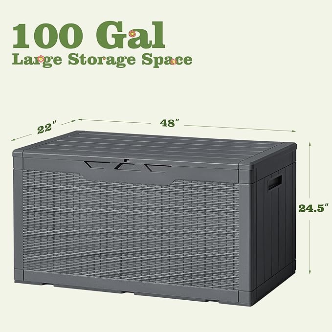 Flamaker Outdoor Storage Box 100 Gallon Waterproof Resin Deck Box Delivery Box - Image 6
