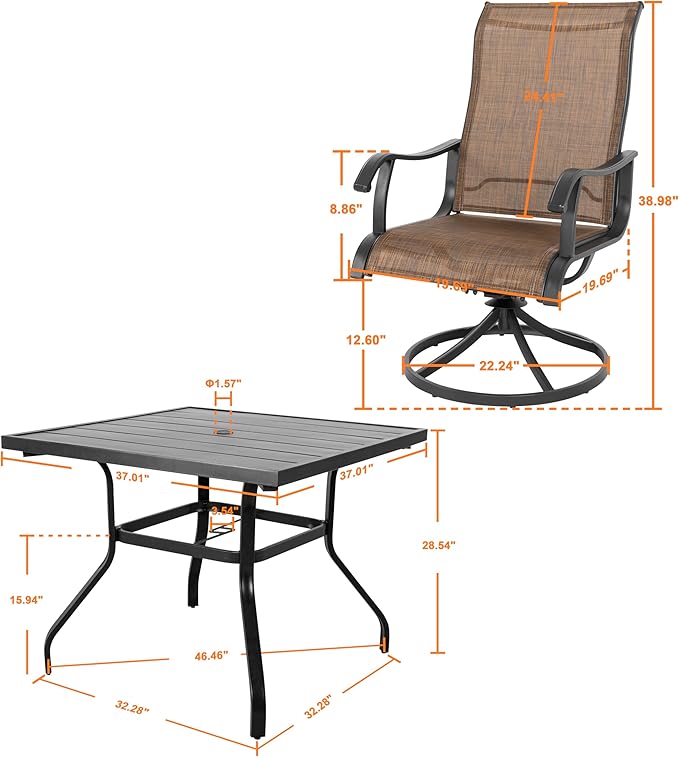 NUU GARDEN Outdoor Dining Set 5-Piece Patio Set - Image 2