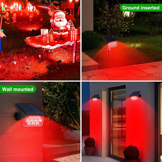 Red Solar Spot Lights Outdoor, 20 LED Waterproof IP65 Solar Landscape Light - Image 5