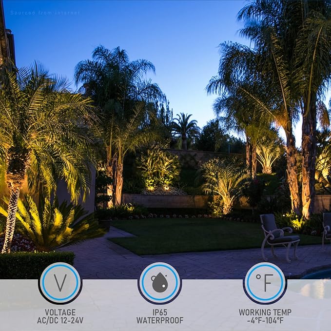 LEONLITE 12W/7.3W/3.7W Dimmable 5CCT LED Low Voltage Landscape Lights, Wall - Image 7