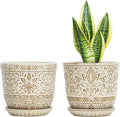 Gepege 6 Inch White Ceramic Planter, Plant Pot by Gepege