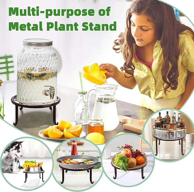 Plant Stand Indoor 5 Pack Brown Metal Plant Stands Outdoor Heavy Duty Flower - Image 4