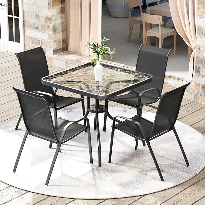 Arlopu 5 Piece Outdoor Patio Dining Set, Porch Furniture by Arlopu