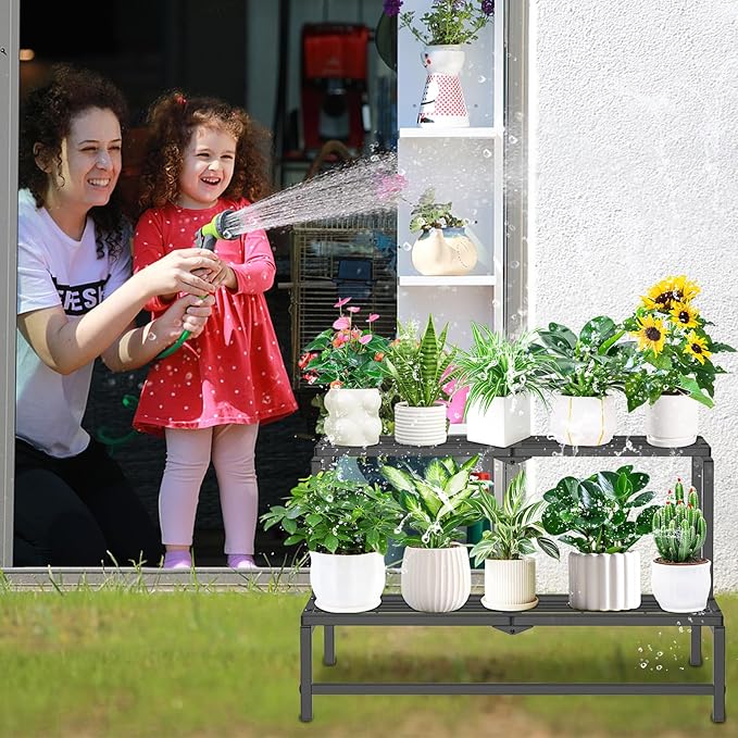 2 Tier Plant Stand Indoor Outdoor, Heavy Duty Metal Tall Plant Shelf - Image 6