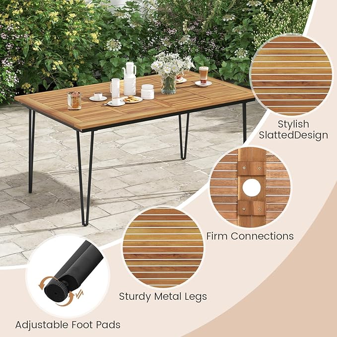 Tangkula 63" Large Patio Dining Table - Image 7