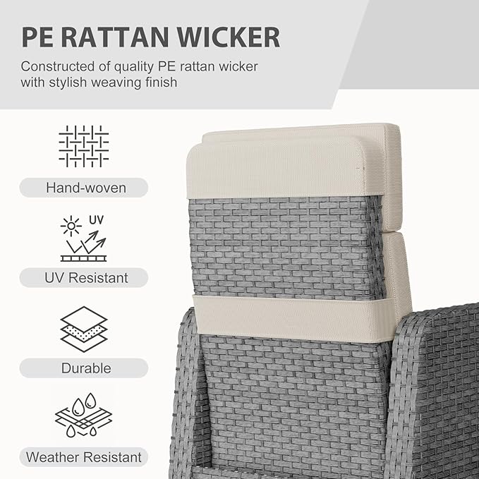 Restland Outdoor Recliner with Independent Adjustable Back & Footrest Wicker - Image 5
