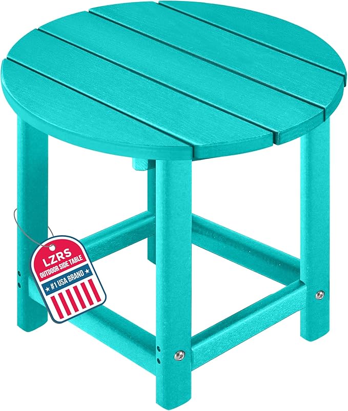 LZRS Round Adirondack Patio Side Table End Table, Outdoor Side Tables by LZRSPET