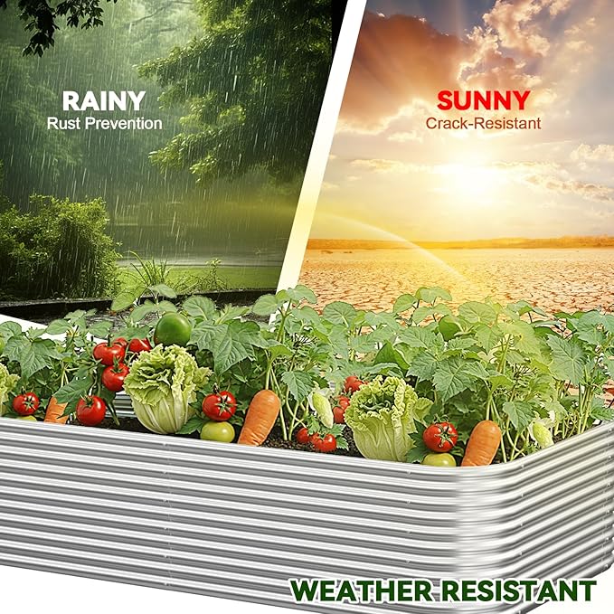 2 Pack Tall 8x3FT Corrugated Galvanized Steel Raised Garden Bed Outdoor - Image 6