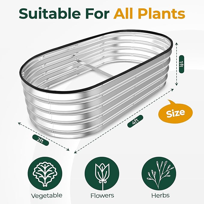 Utopia Home Galvanized Raised Garden Bed Kit 4x2x1ft, Planter Box Raised Garden - Image 3