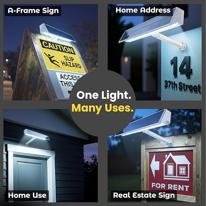 Brighticonic Solar Sign Lights Outdoor White – LED Solar Sign Light - Image 3