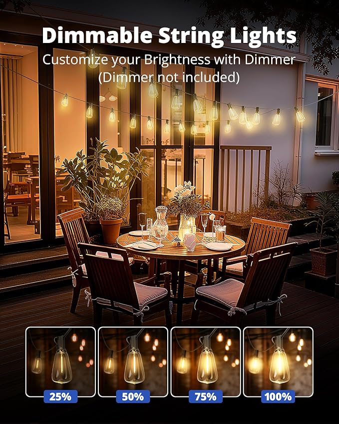 VIPAR Outdoor String Lights 25FT LED Patio Lights IPX5 Waterproof - Image 4