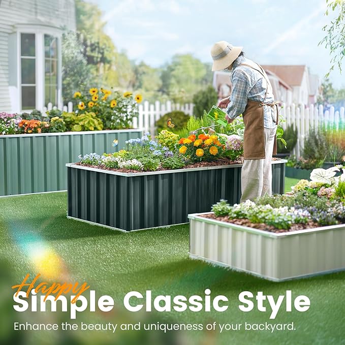 KING BIRD Raised Garden Bed 68" x 36" x 12" Galvanized Steel Metal Outdoor - Image 3