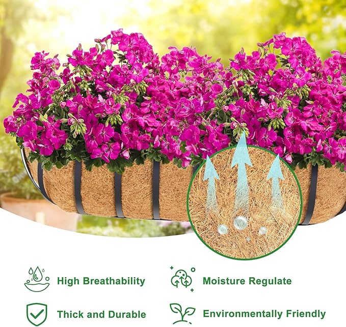 Y&M 48" Coco Liner for Window Box Deck Basket Planter Trough Coconut Fiber - Image 2