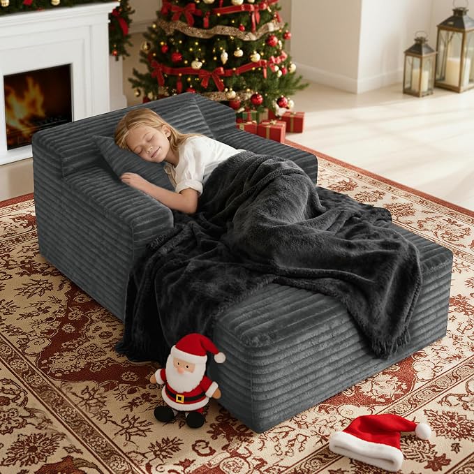 45'' Chaise Lounge Chair Indoor, Corduroy Upholstered Boneless Sofa Bed by sonovafurn