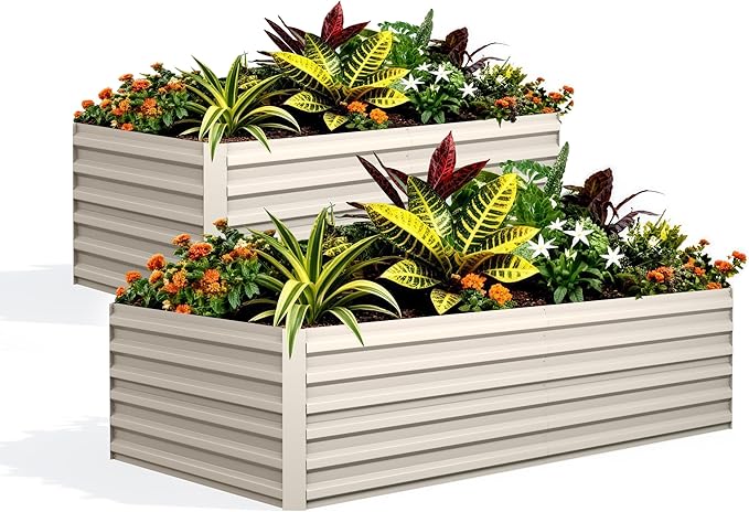 GarveeLife 2pcs 8x4x2 ft Galvanized Raised Garden Bed, Rust-Resistant Raised by GarveeLife
