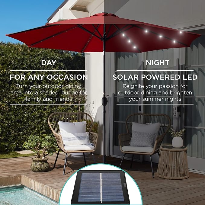 Best Choice Products 10ft Solar Polyester LED Lighted Patio Umbrella w/Tilt - Image 3