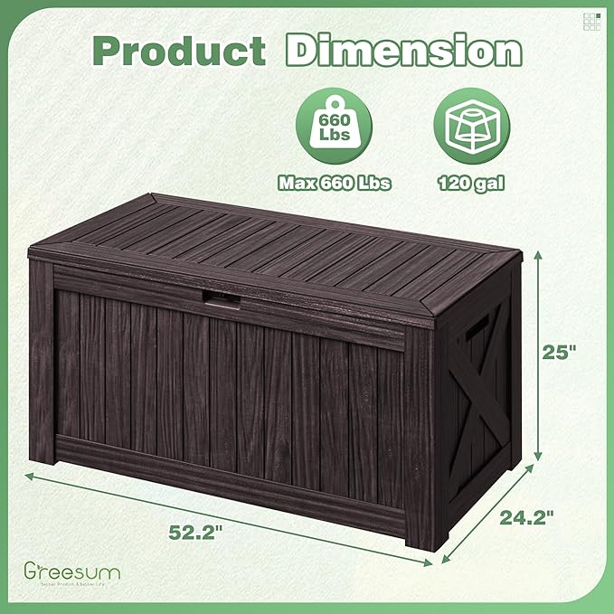Greesum Outdoor Storage Box 120 Gallon Storage Bin - Image 4