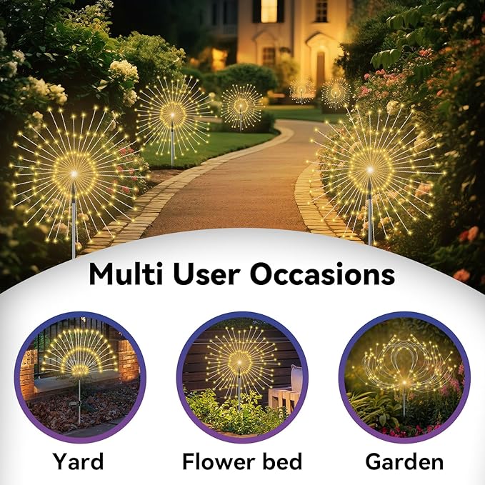 Garden Outdoor Lights, 4 Pack 120 LED Solar Garden Lights Fairy Lights Outdoor - Image 5