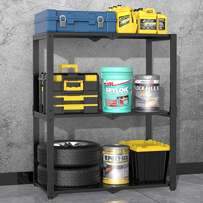 3-Shelf Storage Shelving Unit Metal Rack Heavy-Duty 28"x13.5"x33.5" - Image 4