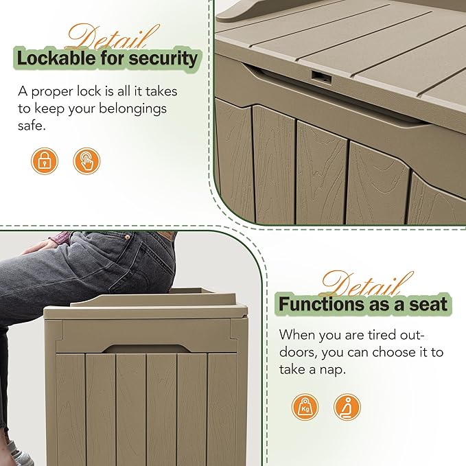 Greesum 31 Gallon Resin Deck Box All Weather Outdoor Storage Boxes - Image 4