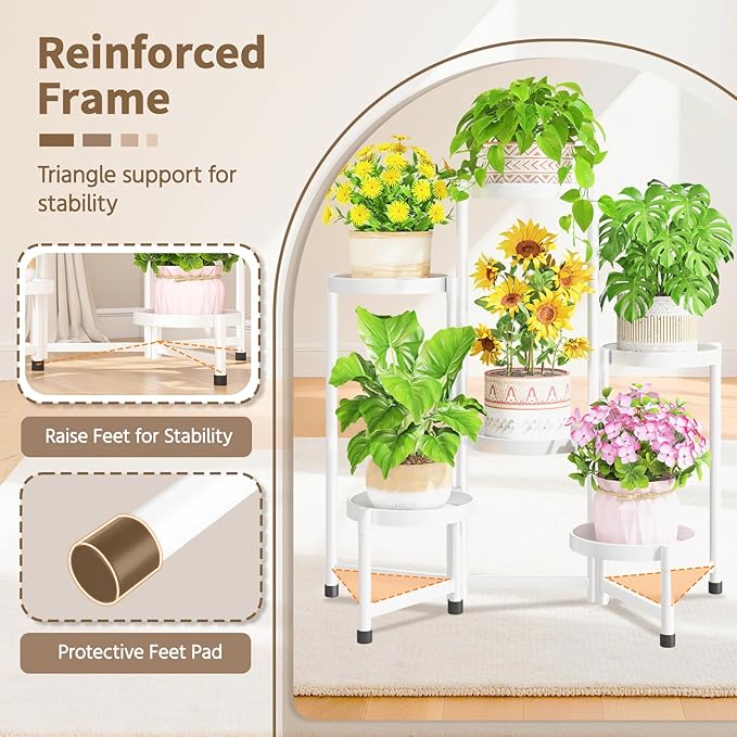 LASZOLA 6 Tiered Folding Tall Plant Stand Indoor - Image 3