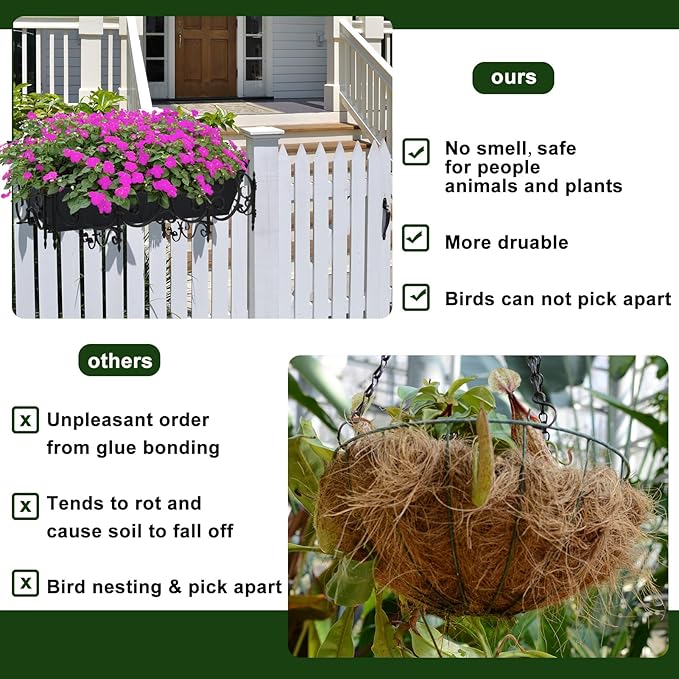 4PCS 30Inch Rectangle Window Box Liner Felt Planter Basket Liner Insert Black - Image 4