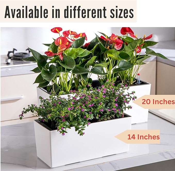 LaLaGreen Wall Planter for Outdoor Wall Mounted Self Watering System White - Image 9