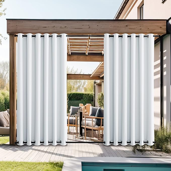 NICETOWN 2 Panels Patio Curtains Outdoor Waterproof W84 x L108, Rustproof Top & - Image 2