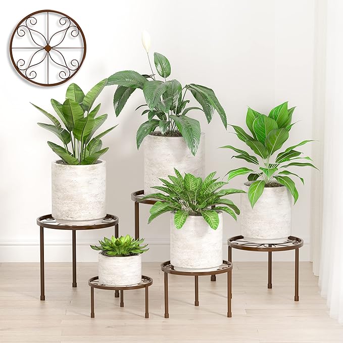 5-Pack Decent Metal Plant Stands, Heavy Duty Flower Pot Stands by Linpla