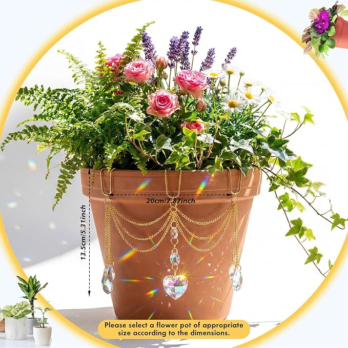 Sun Catcher Plant Hanger with Beads and Glass Crystal Beaded Plant Accessories - Image 2