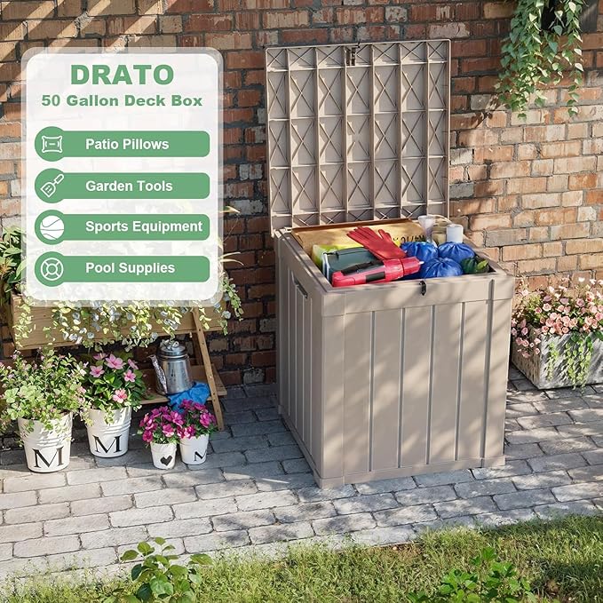 DRATO 50 Gallon Deck Box, Outdoor Storage Box - Image 2