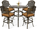 VIVIJASON 5-Piece Outdoor Swivel Bar Stools Set, All Weather Cast Aluminum by VIVIJASON