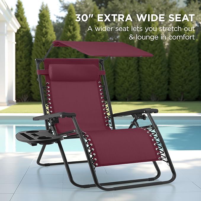 Best Choice Products 30” Wide Folding Zero Gravity Outdoor Recliner Patio - Image 3