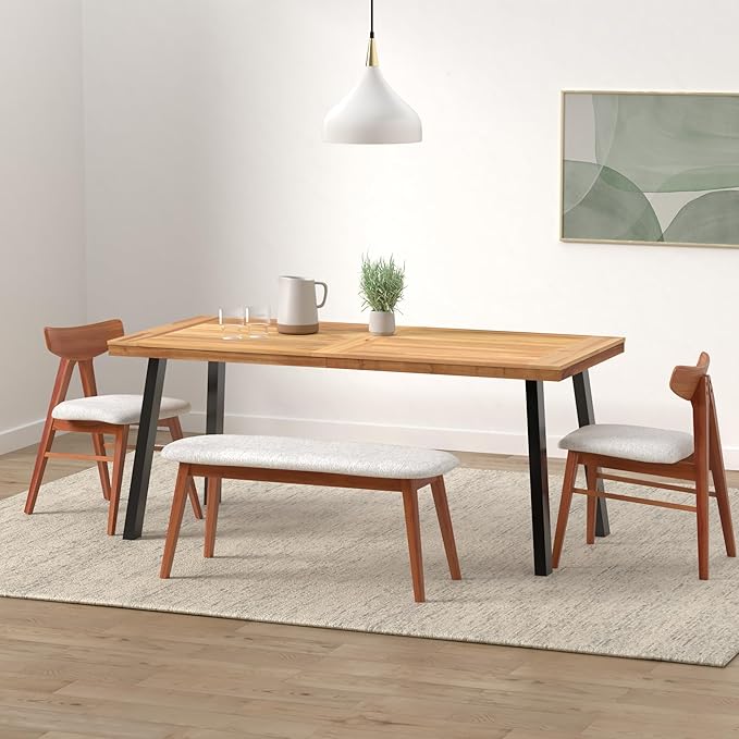 Best Choice Products 6-Person Indoor Outdoor Acacia Wood Dining Table, Picnic - Image 2