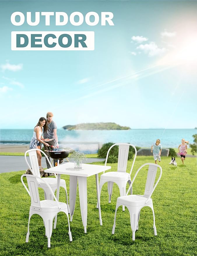 Nazhura Metal Dining Chair Farmhouse Tolix Style - Image 7