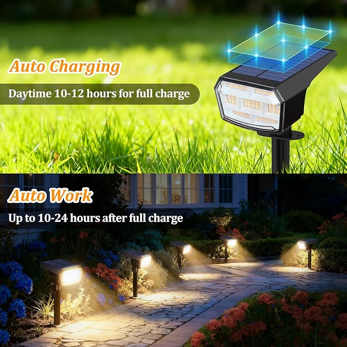 Sucolite 8-Pack Solar Spot Lights Outdoor Waterproof IP65, 3 Lighting Modes - Image 5