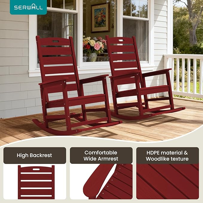 SERWALL Outdoor Rocking Chair, Oversized Rocking Chair - Image 9