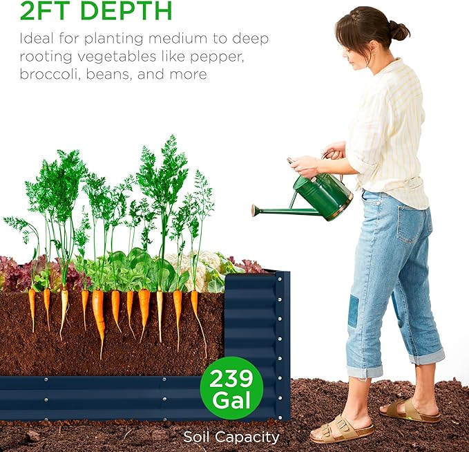 Best Choice Products 8x2x2ft Raised Outdoor Metal Garden Bed, Deep Root Box - Image 4