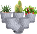 5 inch Plant Pots for Indoor Outdoor Plants, 6 Pack Thick Flower Pots by Meowell