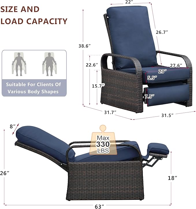 Art to Real Outdoor Wicker Recliner Chair - Image 3