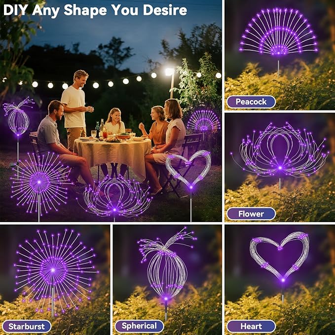Garden Outdoor Lights, 2 Pack 120 LED Solar Garden Lights Fairy Lights Outdoor - Image 4
