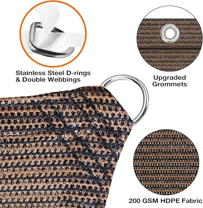 Artpuch Sun Shade Cloth with Grommets & D-Rings, 90% UV Protection Shade Cover - Image 2