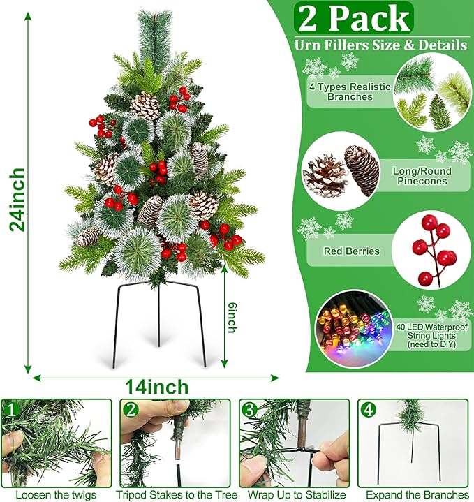 2 Pack Outdoor Christmas Tree Urn Fillers - Image 4