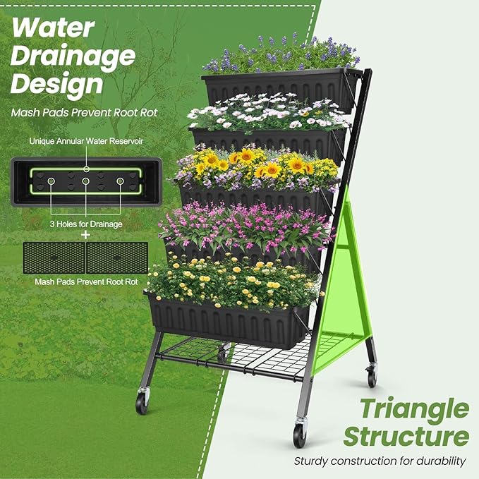 SEJOV 5-Tier Raised Garden Bed, 4FT Vertical Garden Planter - Image 6