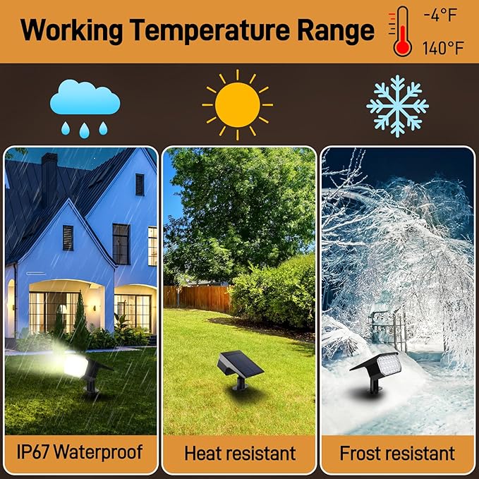 Solar Lights Outdoor Waterproof IP65, 7 Lighting Modes Color Changing 26 LED - Image 3