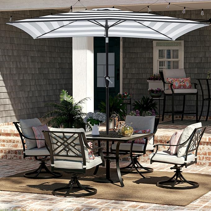 JEAREY 6.5x10 ft Rectangular Patio Umbrellas Rectangle Outdoor Umbrella - Image 4